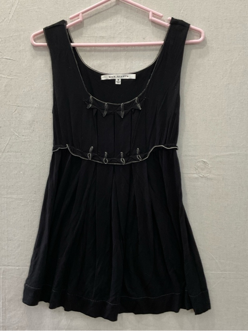 Max Studio Black Pleaded Top WITH Contrast Stitching-MEDIUM A++